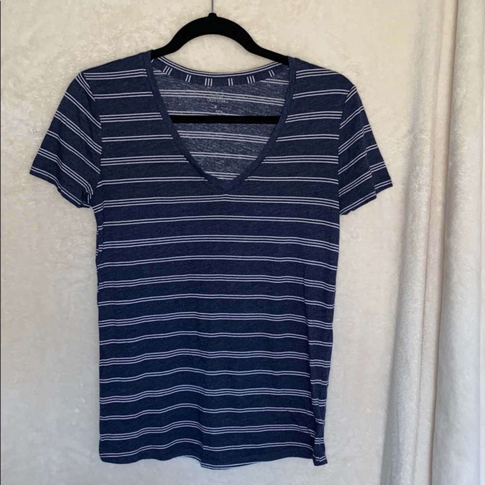 Urban Outfitters Navy & White Striped V-Neck